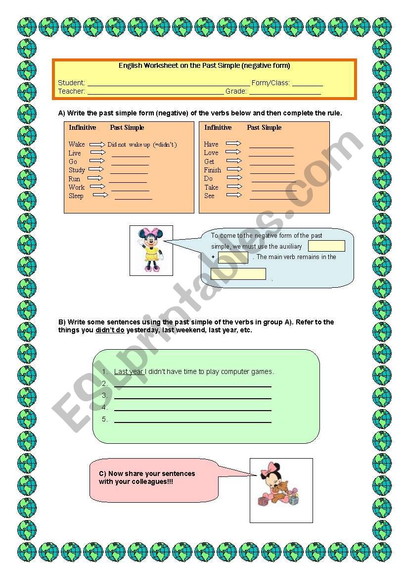 Past simple - negative form (regular & irregular verbs)