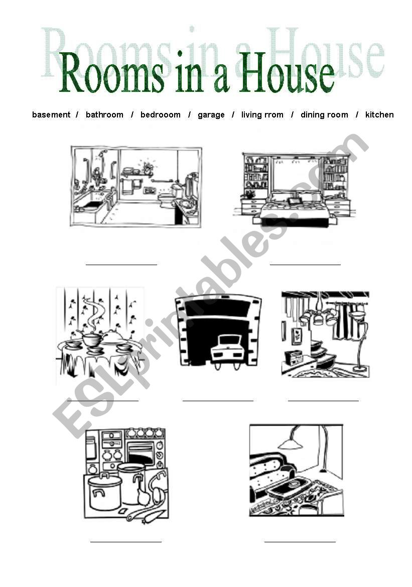 rooms in a house worksheet