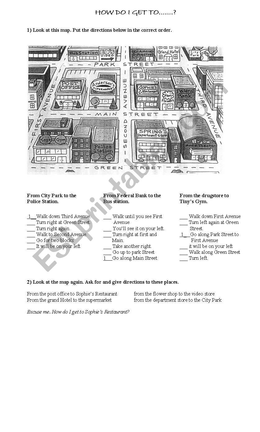 How do I get to...? worksheet