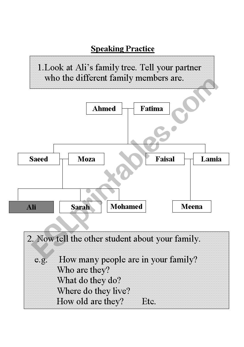 Family Tree worksheet