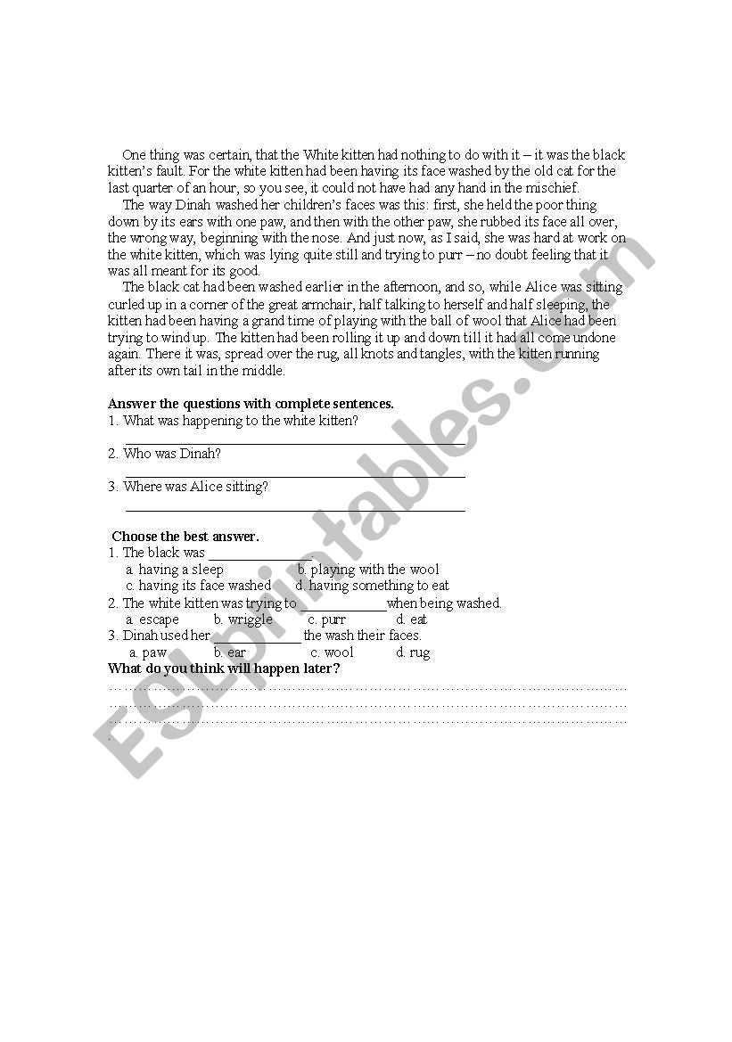 reading paragraph worksheet