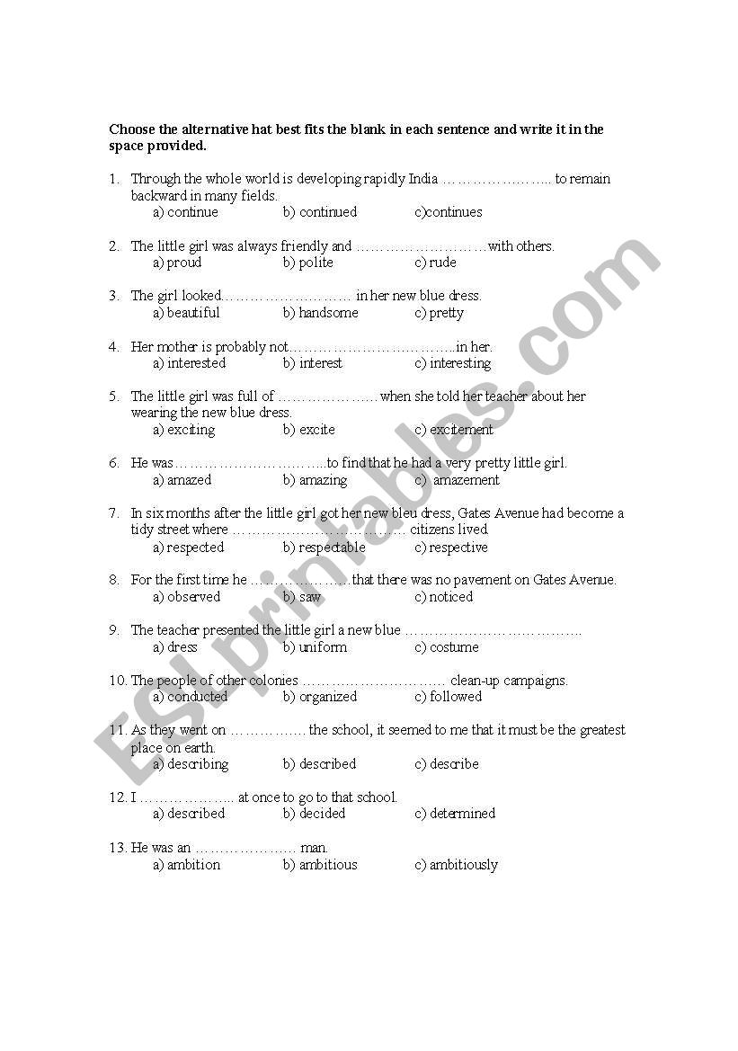 Mentor English worksheet