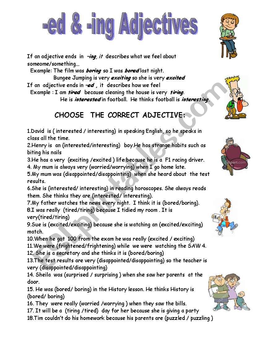 -ED & -ING ADJECTIVES worksheet