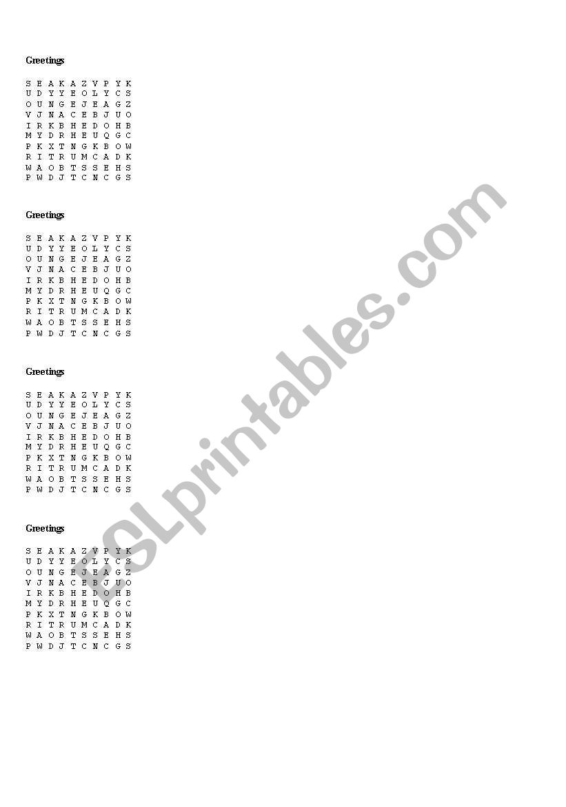 greeting worksheet