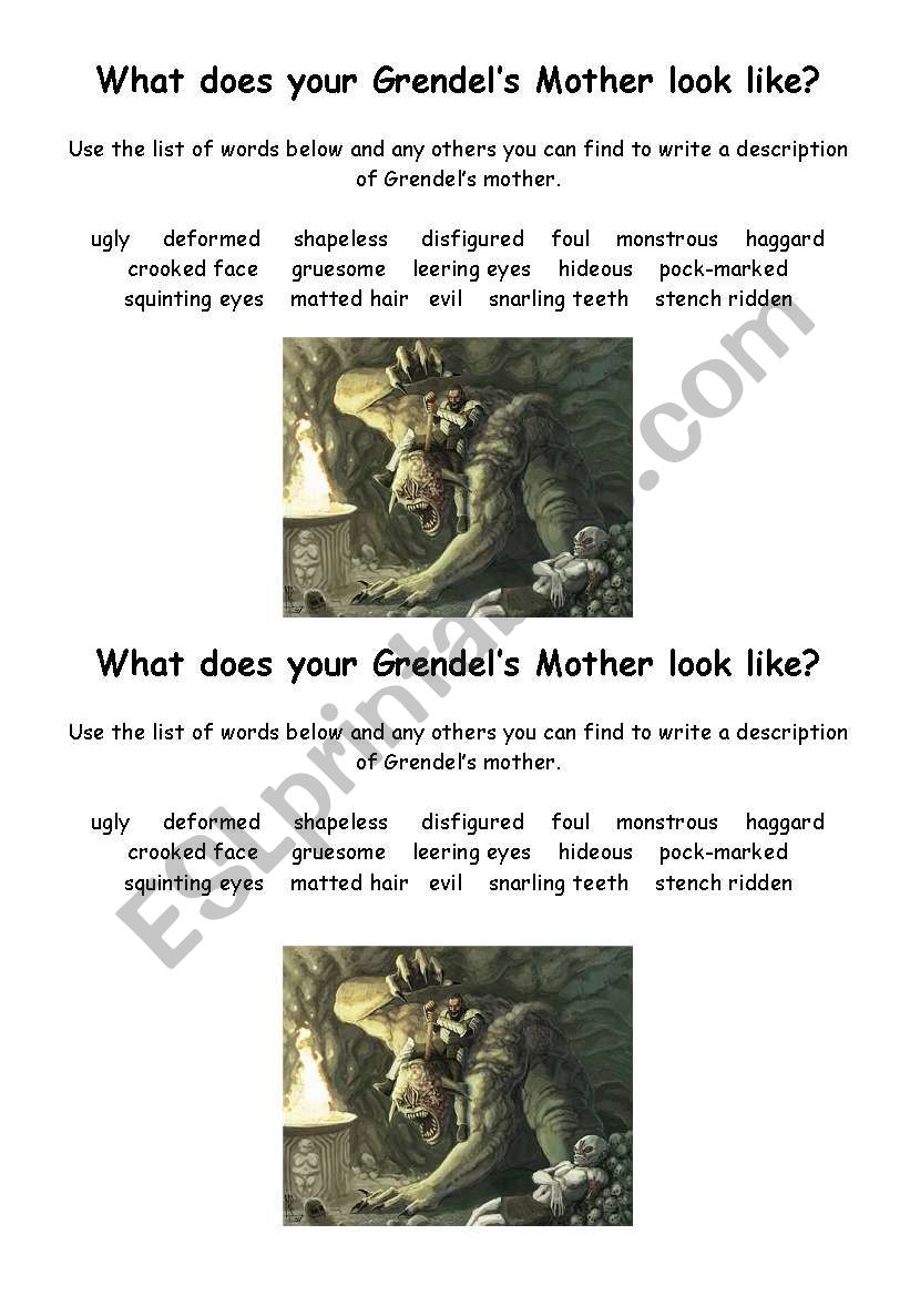 Anti hero (Grendals mother) worksheet