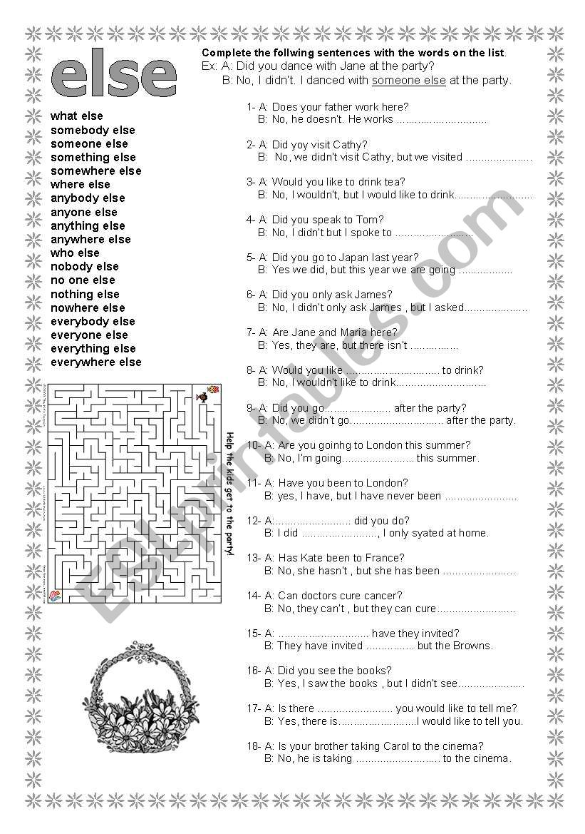 ELSE -somebody else who else etc. (B&W) -and a maze