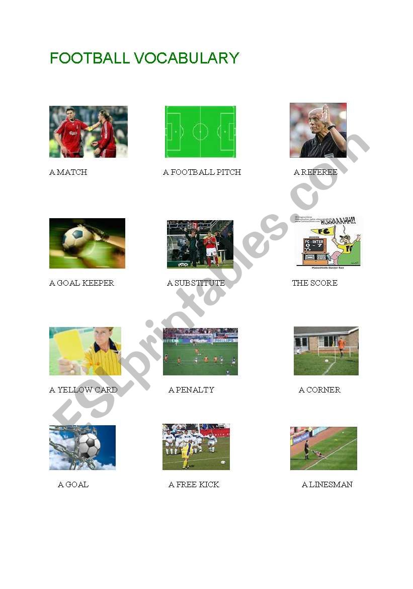 FOOTBALL VOCABULARY worksheet