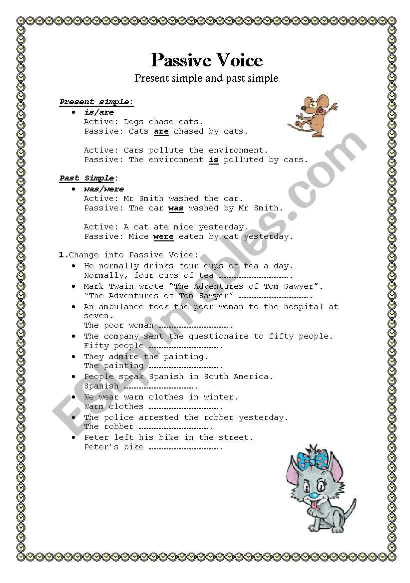 passive voice 1 worksheet