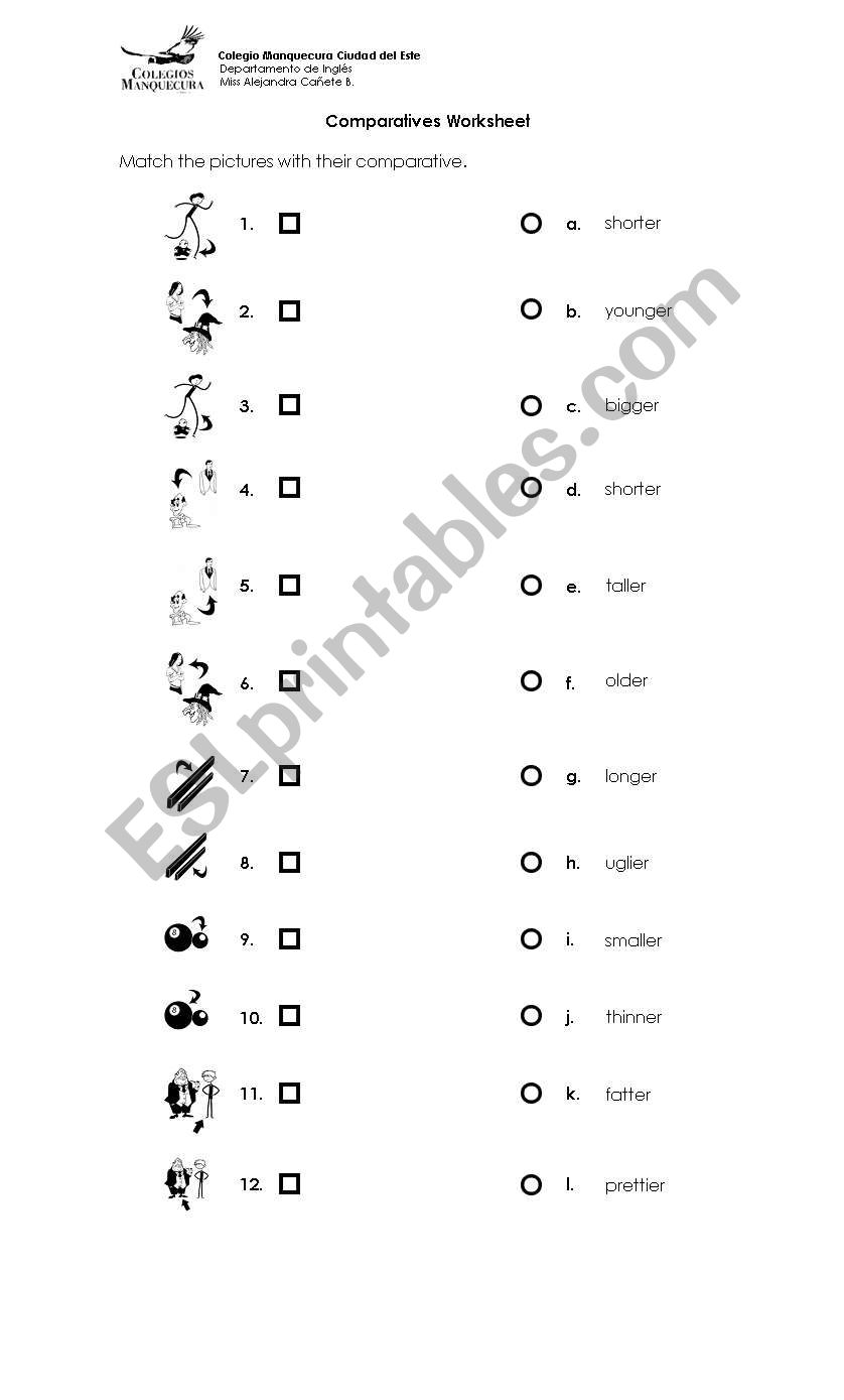 comparatives worksheet