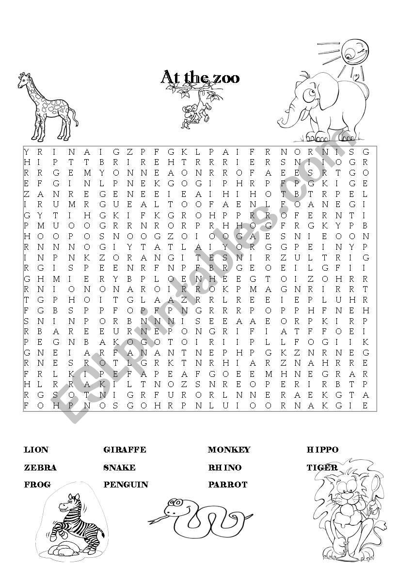 At the zoo worksheet