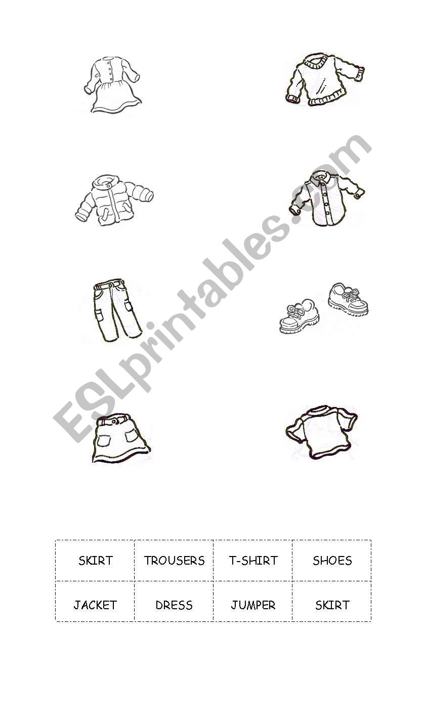 Clothes vocabulary activity worksheet