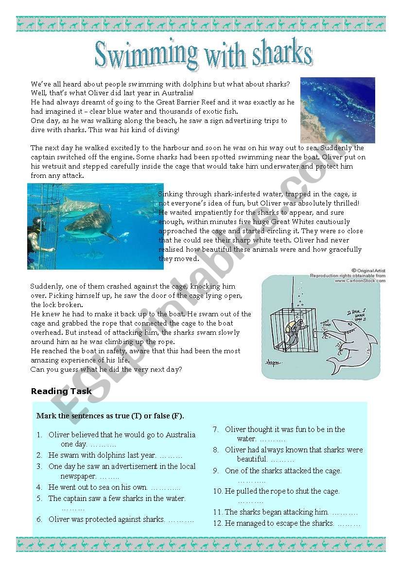 Swimming with sharks worksheet