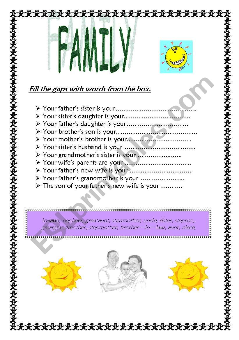 Family members worksheet