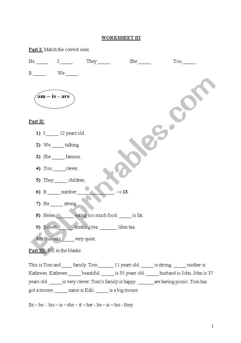 personal pronouns worksheet