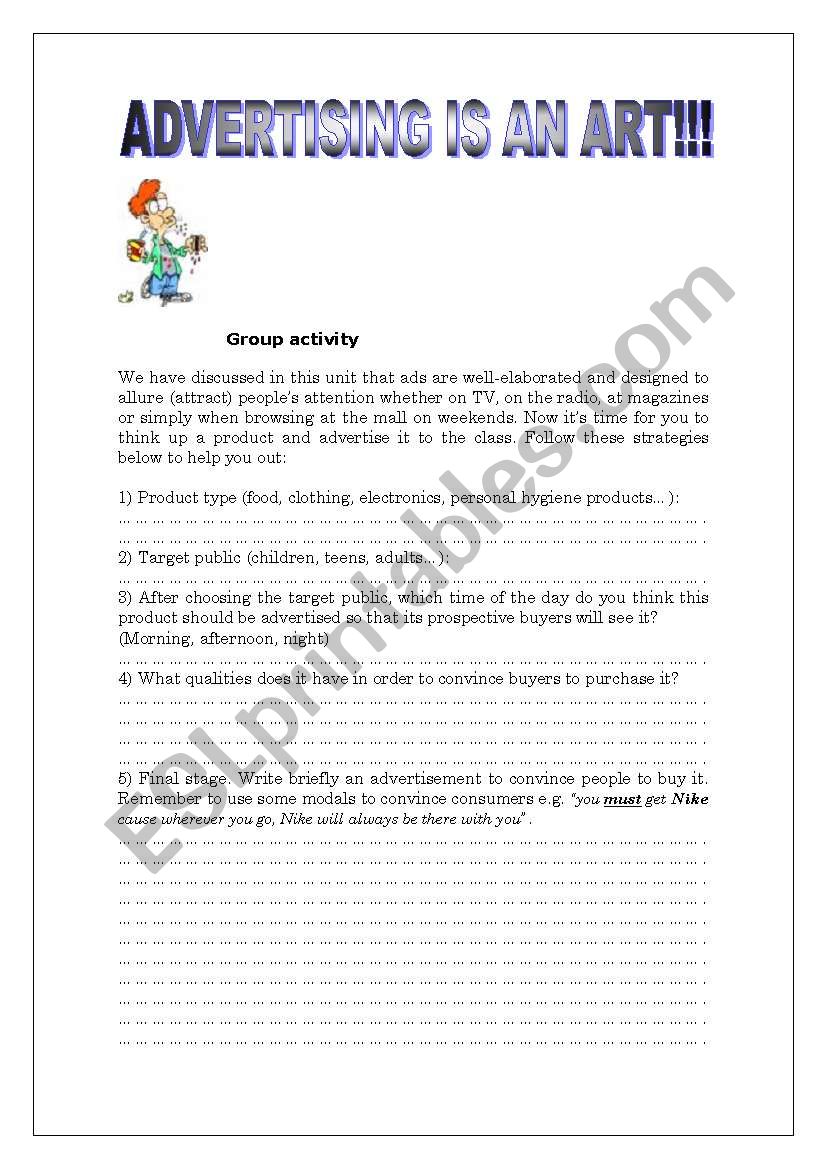 advertisement worksheet