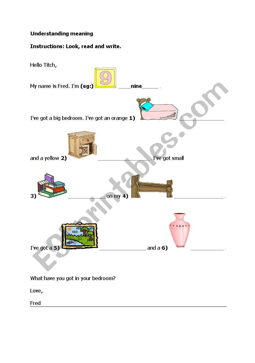 furniture worksheet