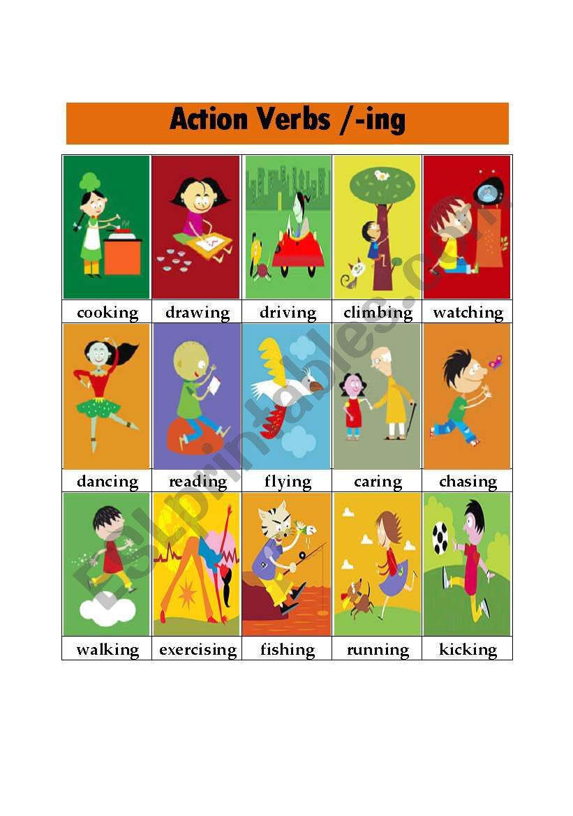 Action verbs / -ing worksheet