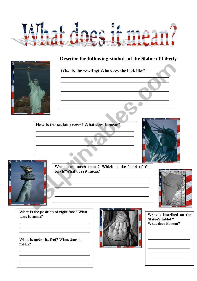 Lady Liberty 4/5 worksheet