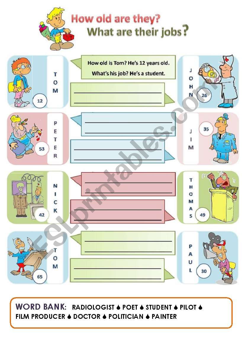 AGE AND JOBS worksheet