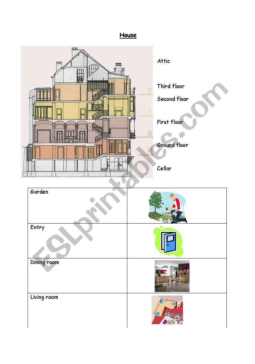 House vocabulary worksheet