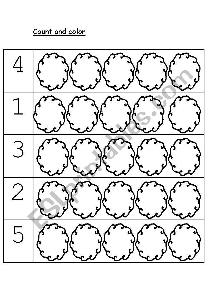 Count and colour worksheet