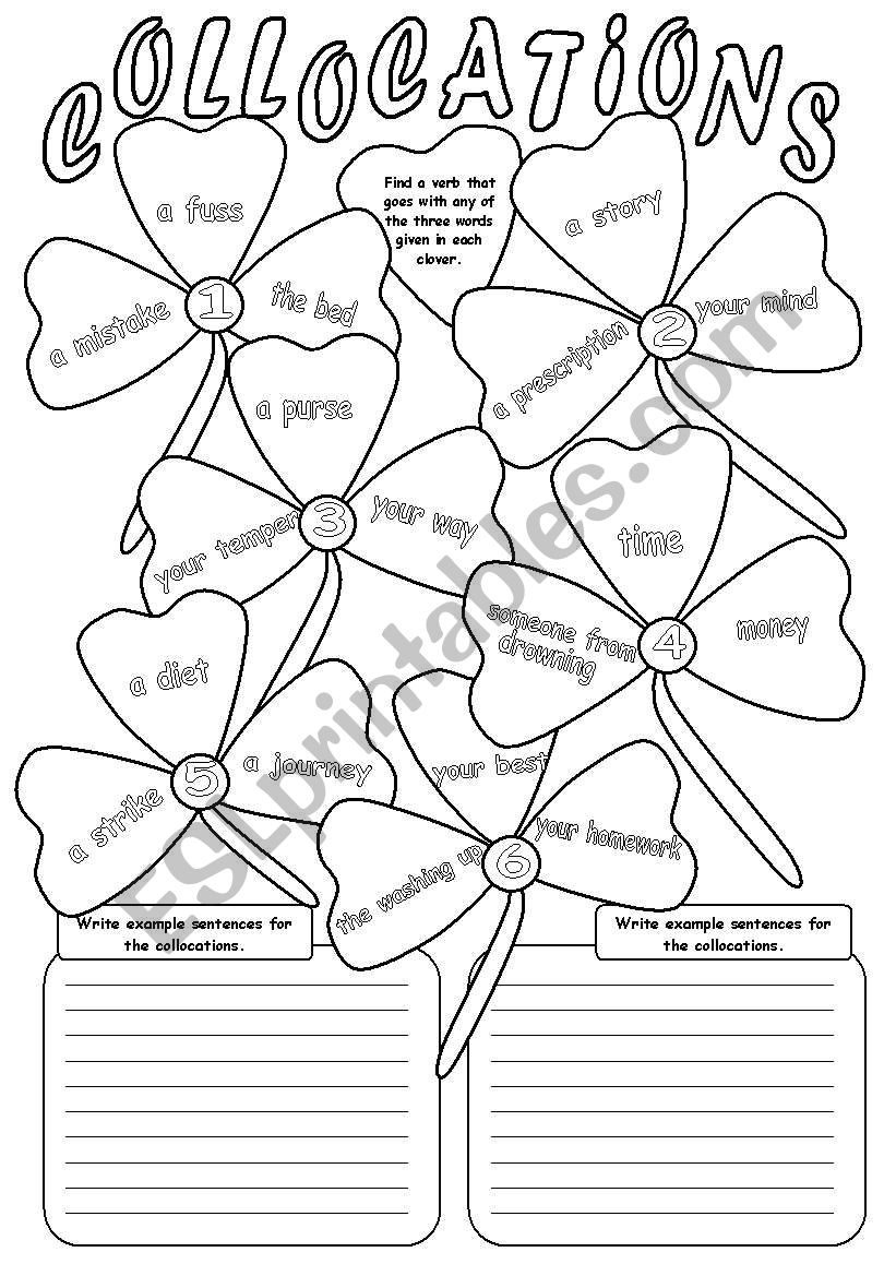 Collocations (B&W) worksheet