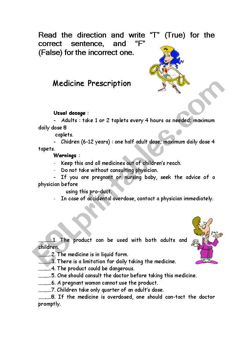 Medicine  Prescription worksheet