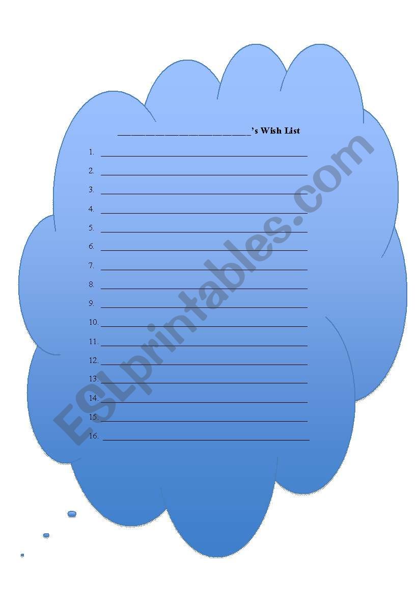 wish list worksheet