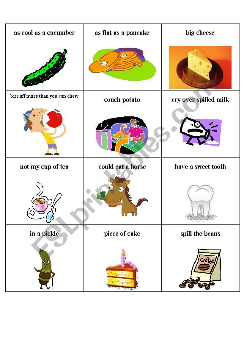 Food Idioms worksheet