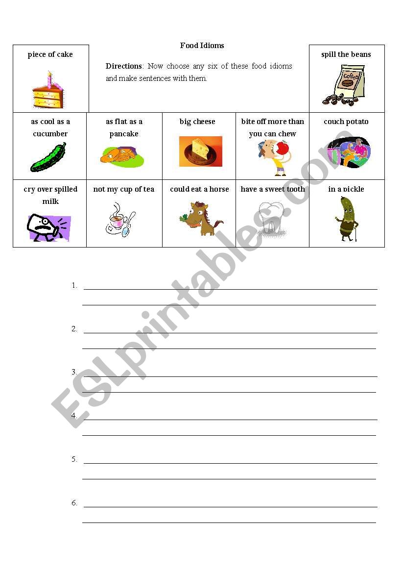 Food Idioms Part II worksheet