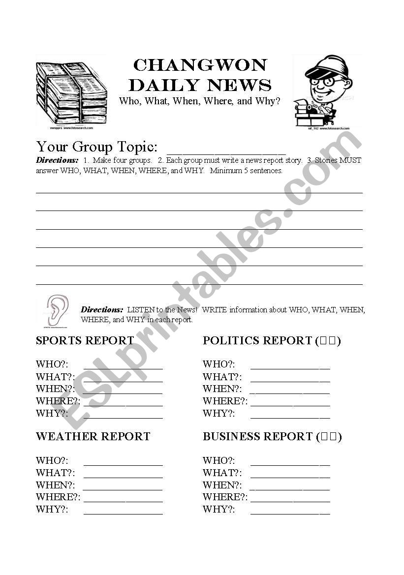 Daily News worksheet