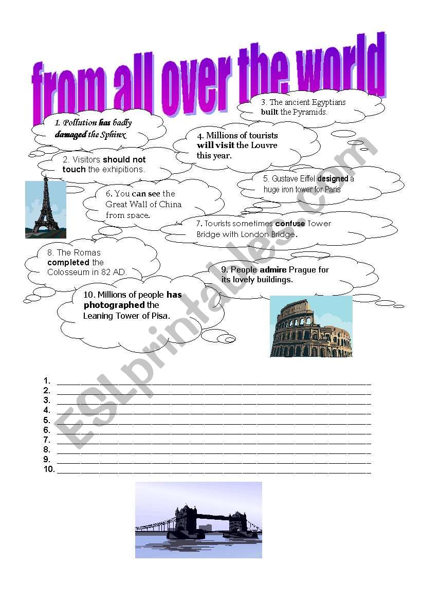 From all over the world worksheet