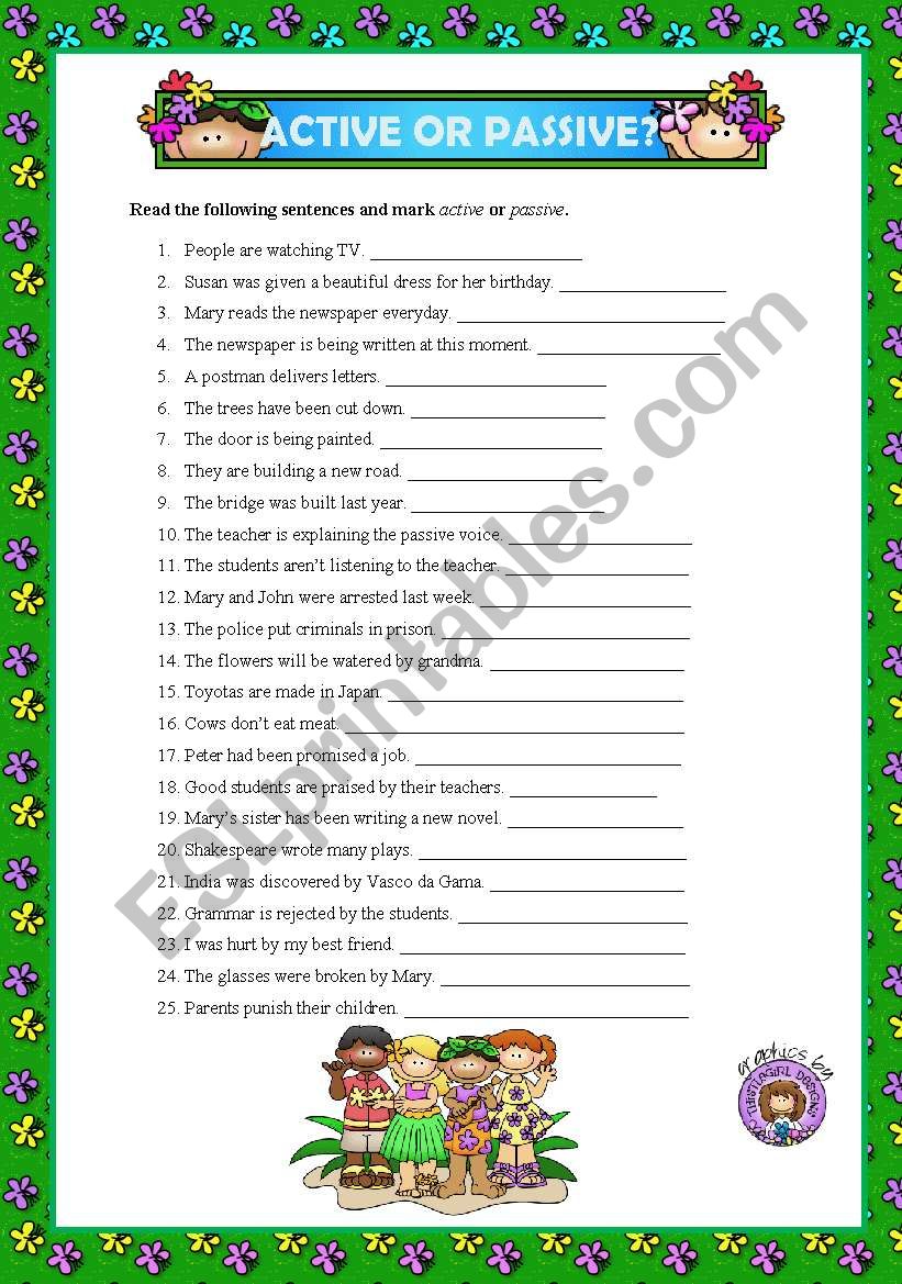 ACTIVE OR PASSIVE? + KEY worksheet