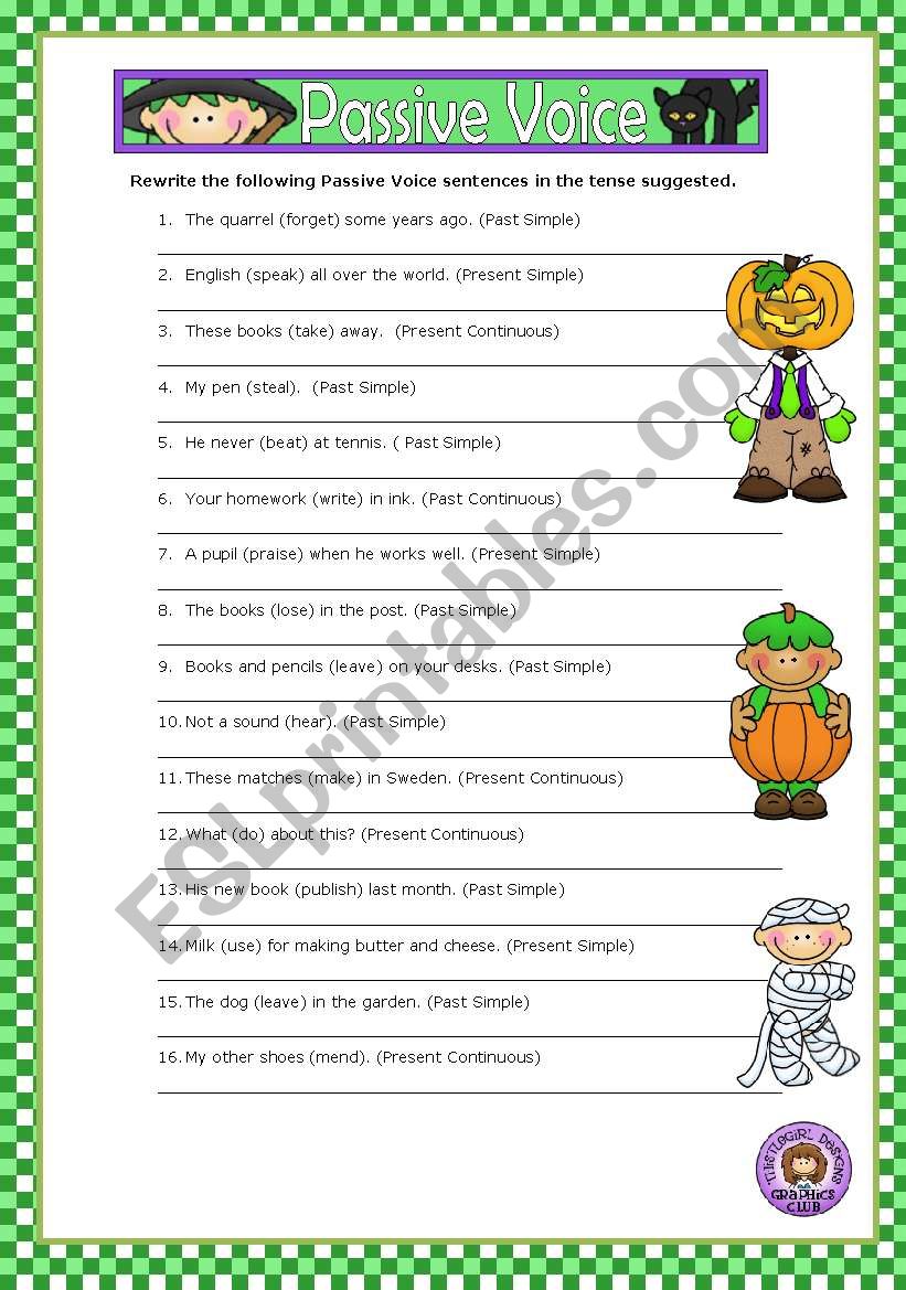 PASSIVE VOICE+ KEY worksheet