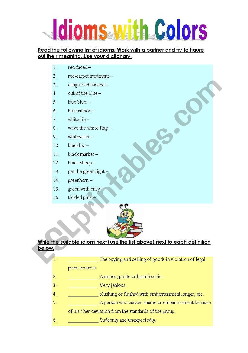Idioms with Colors worksheet