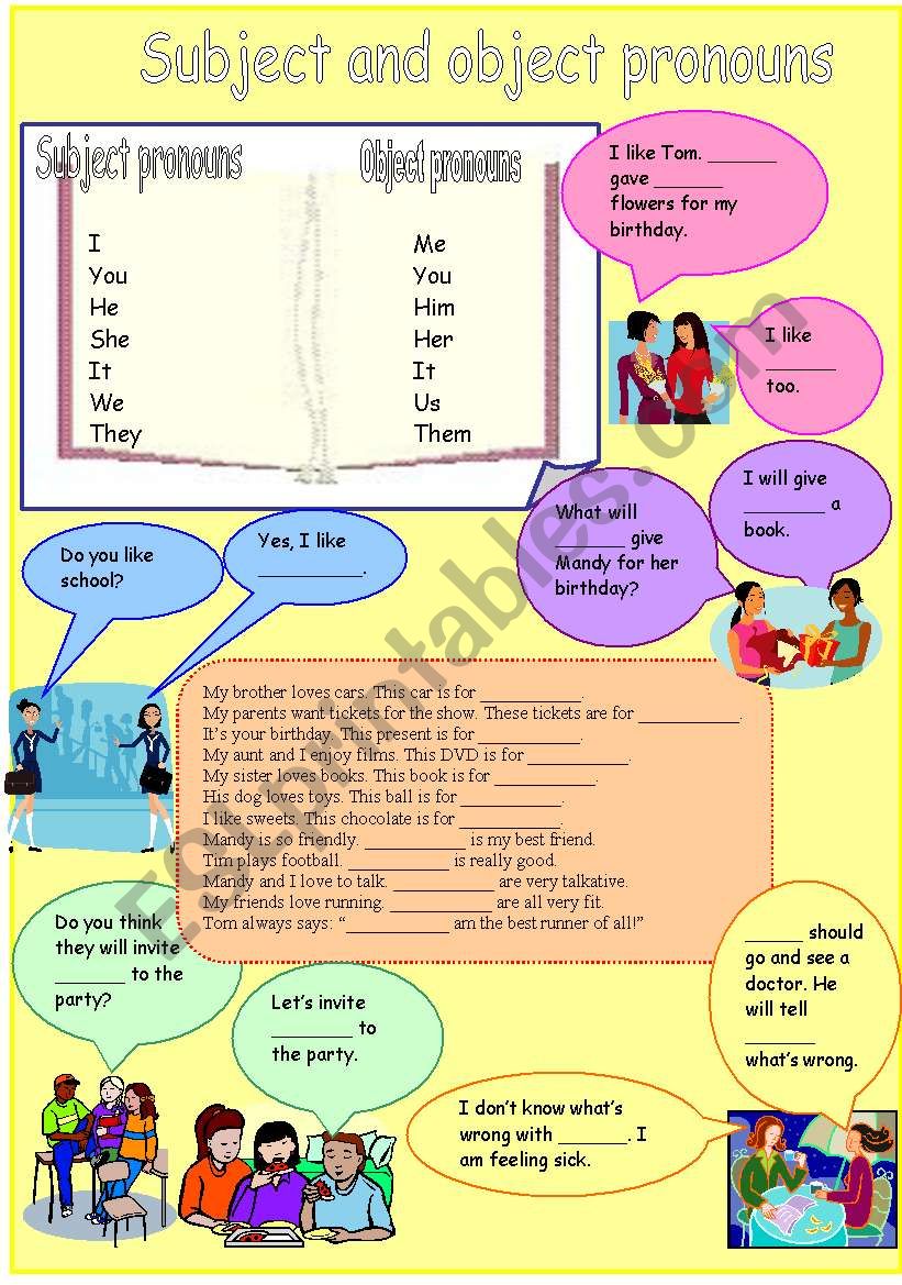 Subject and object pronouns worksheet