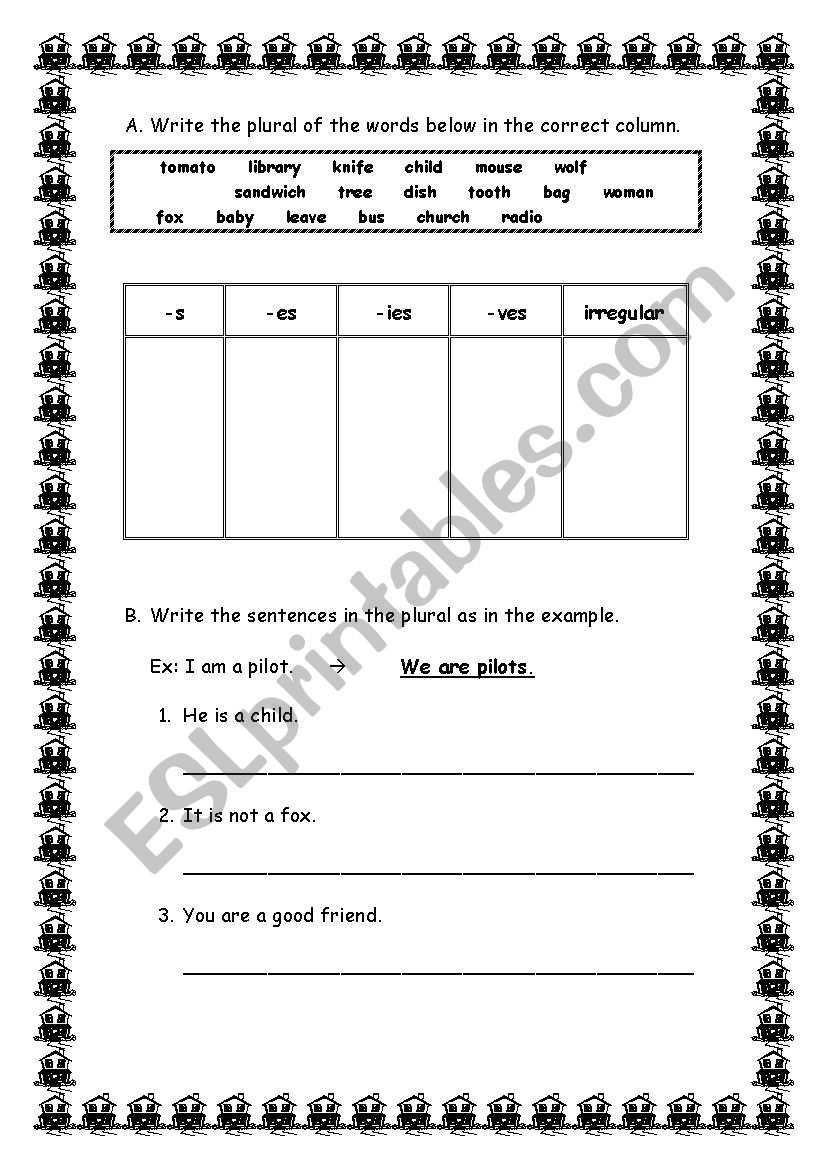 Singular and Plural worksheet
