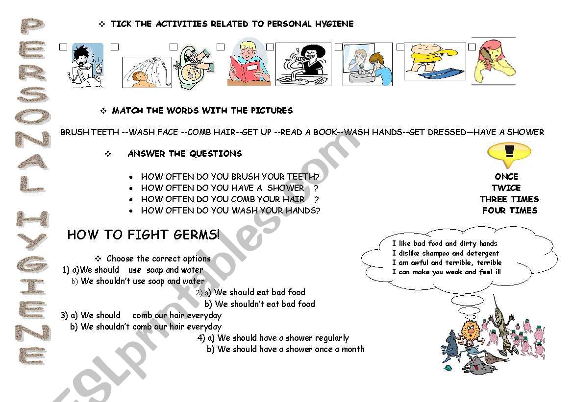 personal hygene and how to fght with germs