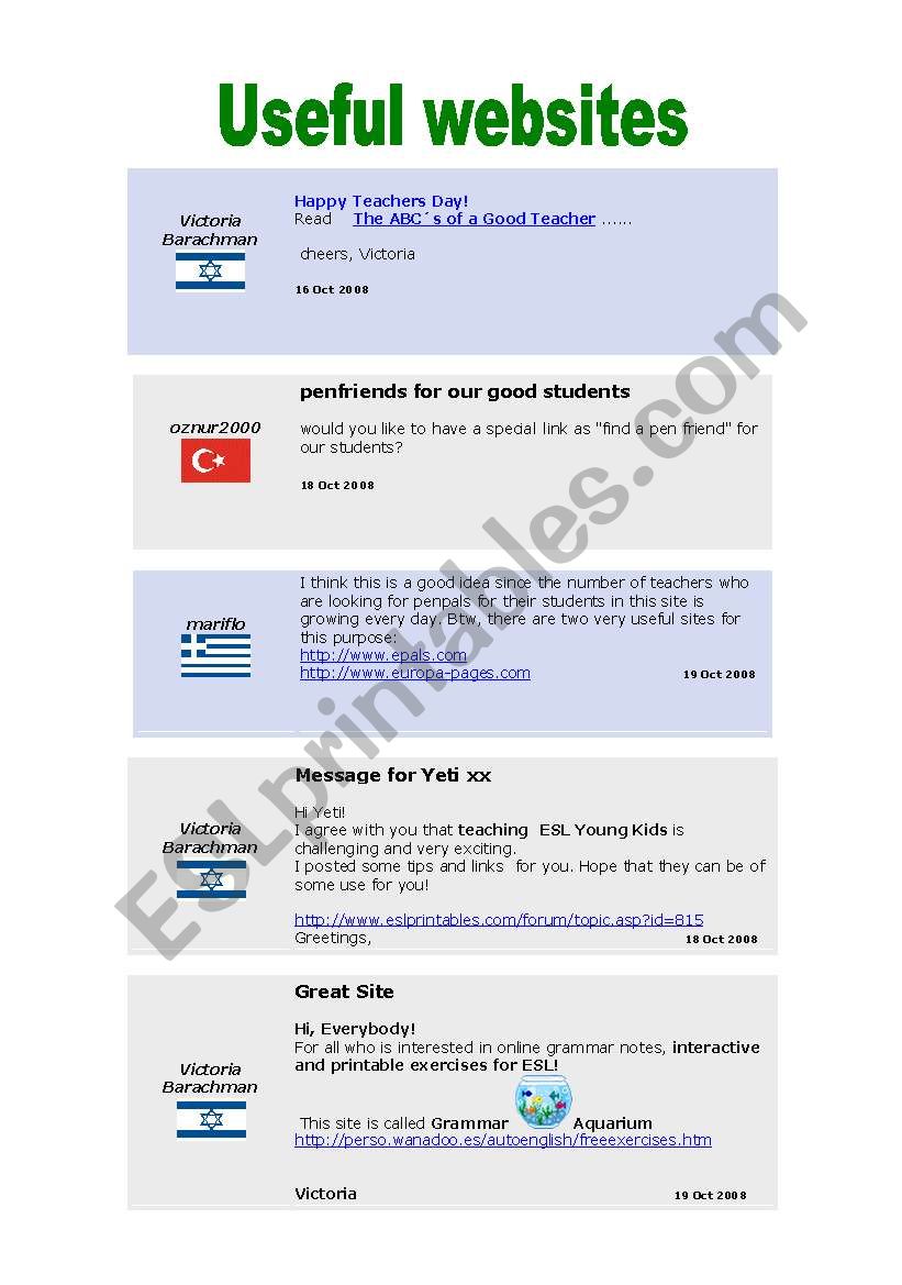 sites mentioned by teachers in the message board part 4(10 pages