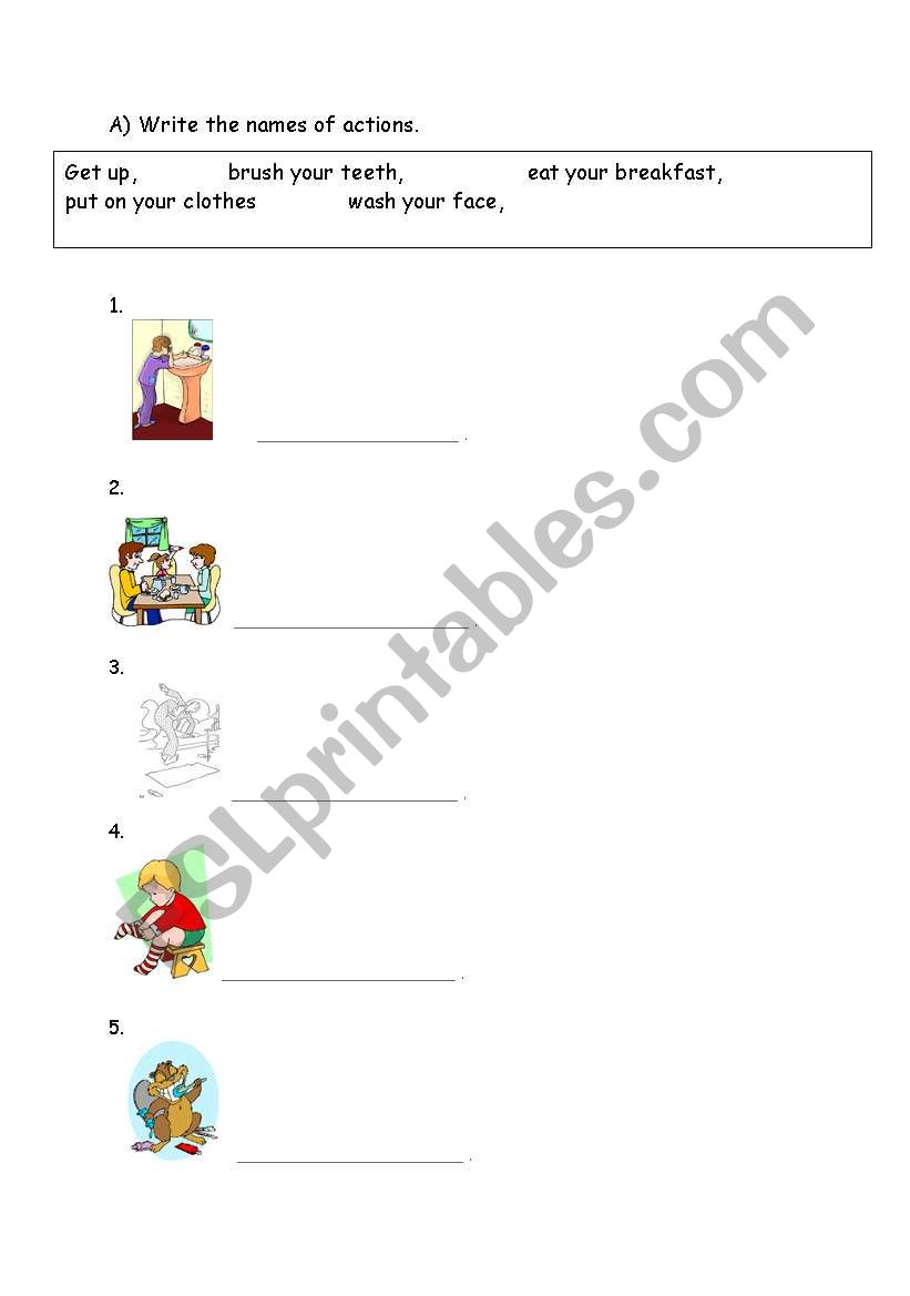 routines worksheet