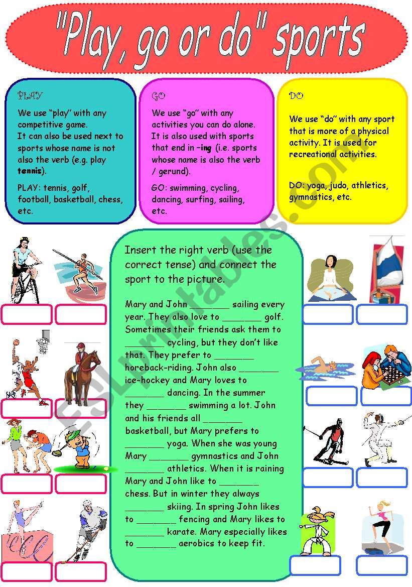 Play, go or do - sports - ESL worksheet by maayyaa