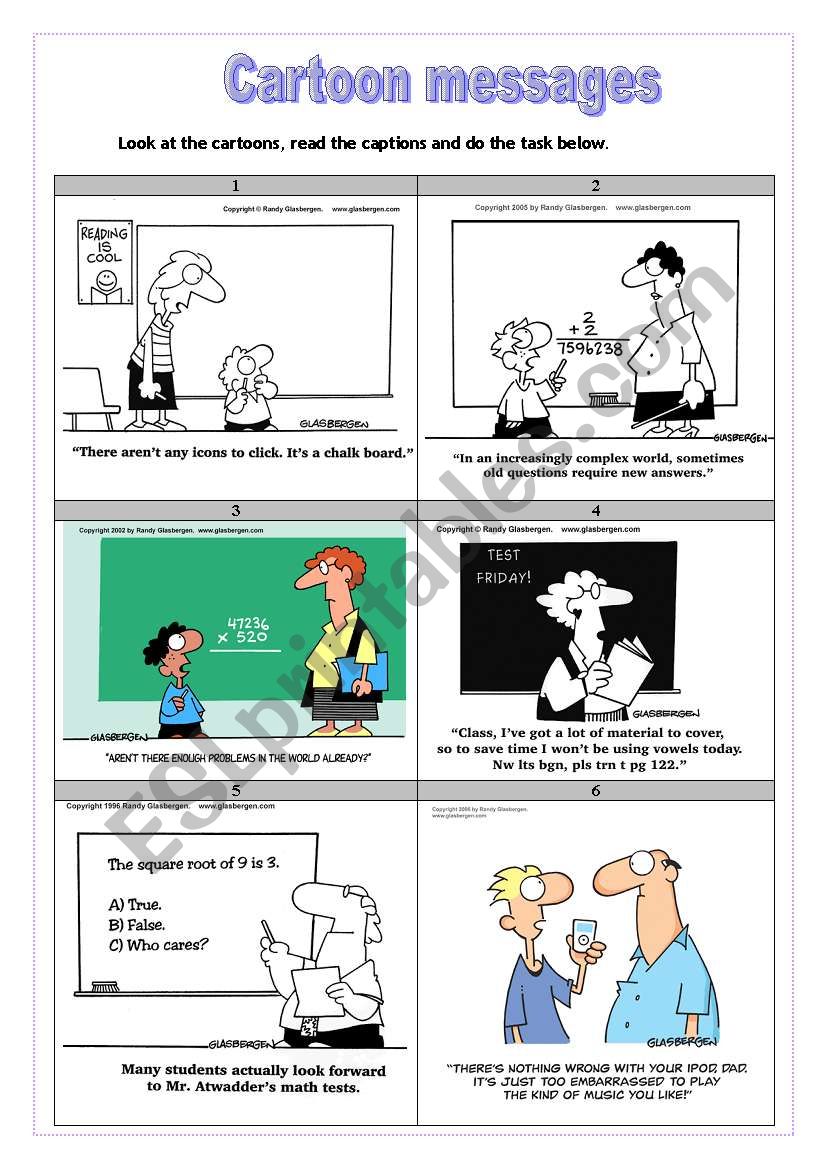 Cartoon Messages worksheet