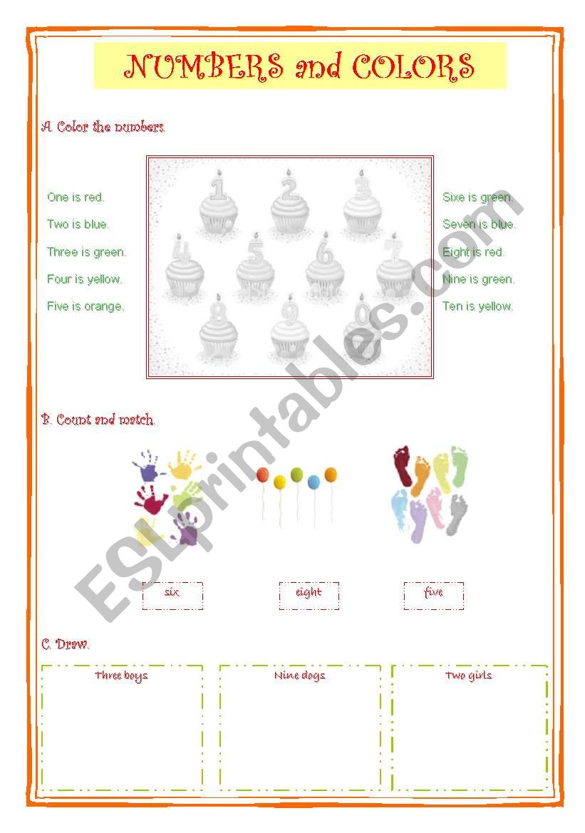 Numbers and Colors worksheet