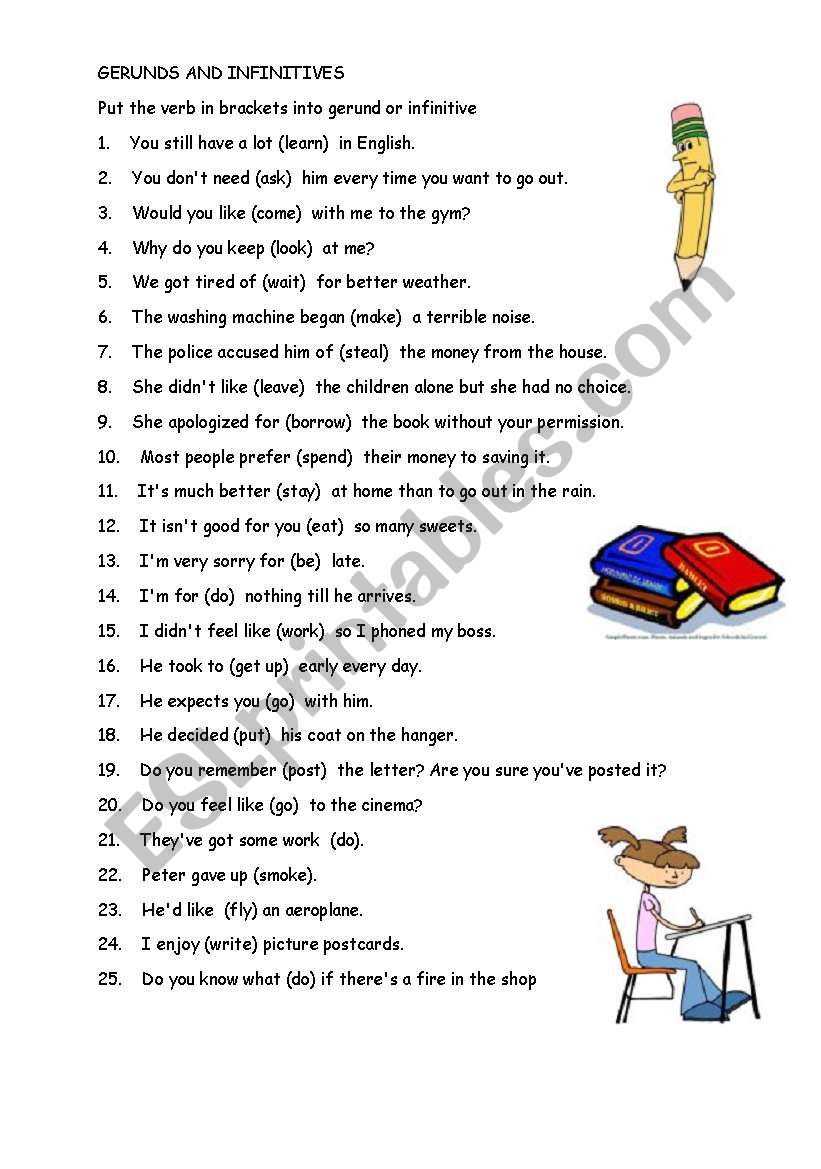 gerunds and infinitives worksheet