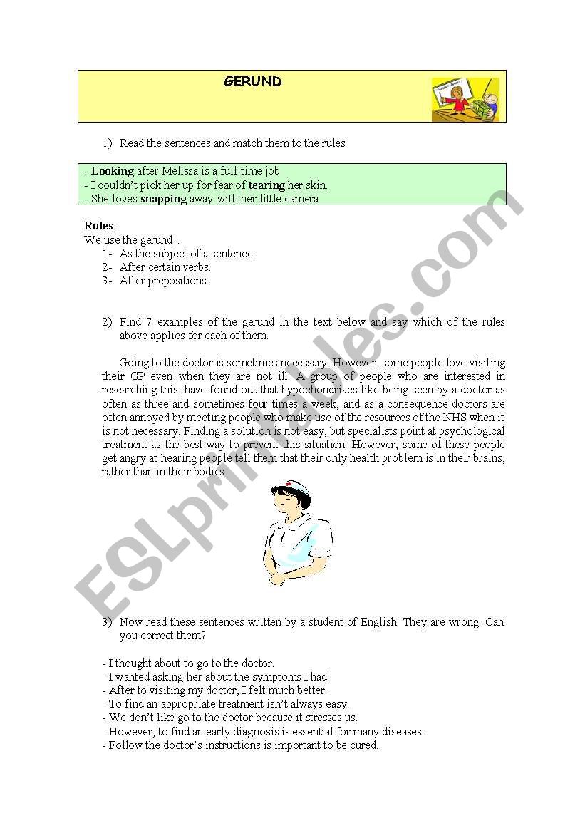 THE GERUND worksheet