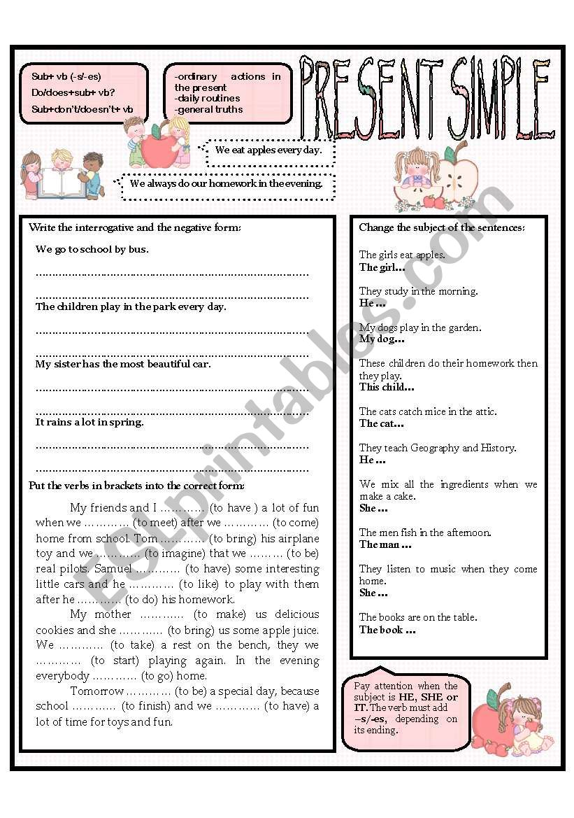 PRESENT SIMPLE worksheet