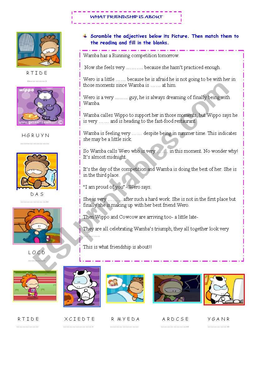 ADJECTIVES-Friendship worksheet