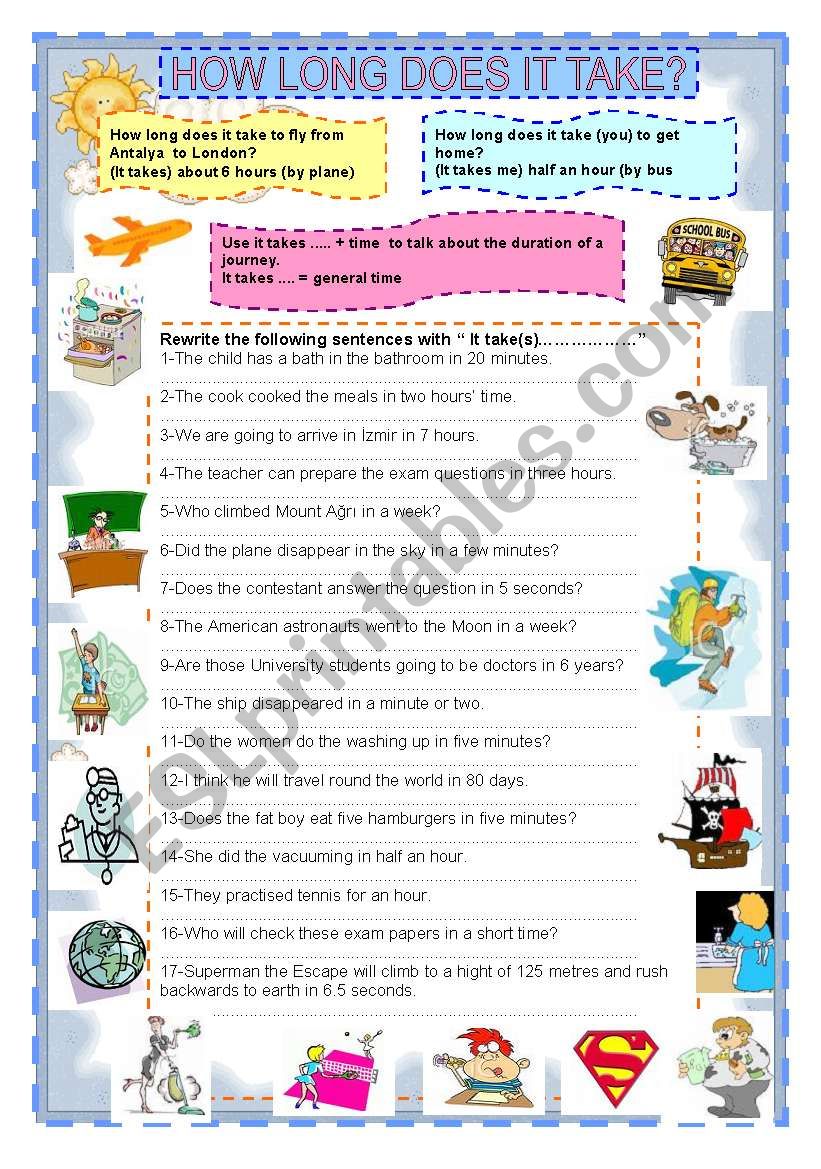 HOW LONG DOES IT TAKE?  worksheet