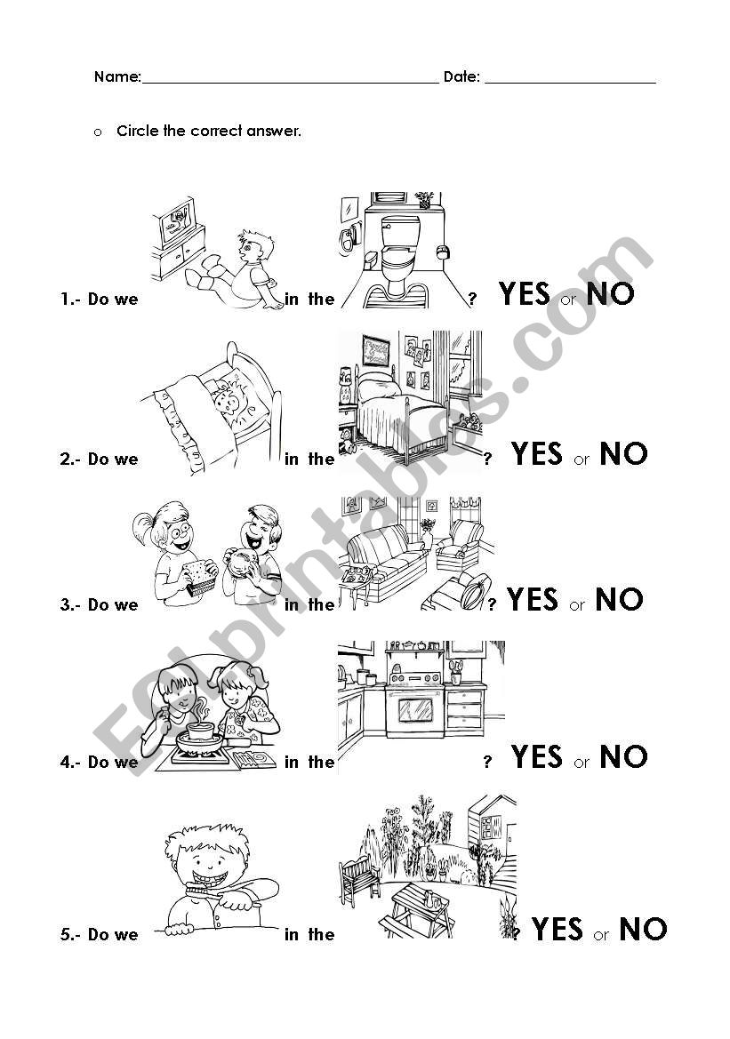 rooms in the house worksheet