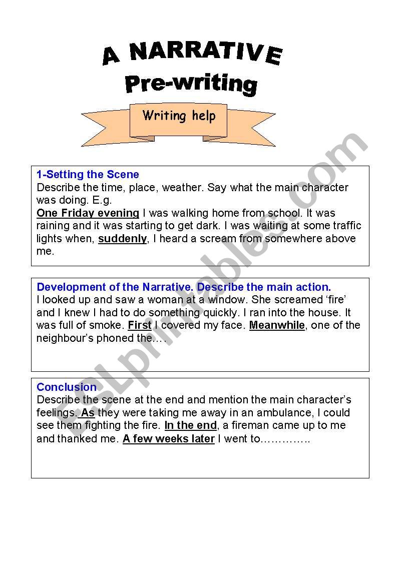 narrative writing text worksheet